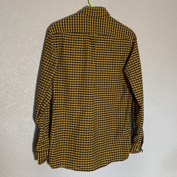 Men’s Yellow & Black Plaid Button Down Shirt - Picture 6 of 6